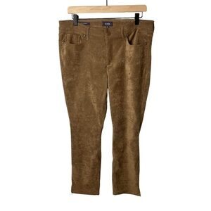 NYDJ Alina Skinny Ankle Pants Tan Suede Size 10 Petite Style PFSKLA8003